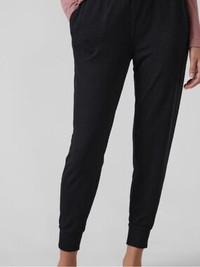 Athleta Black Wind Down Thermal Texture Sleep Joggers Pants Extra Large Modal